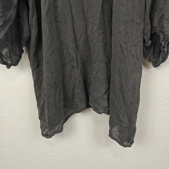 Johnny Was Grey Blue Embroidered Tunic Top, Size LG Bohemian Lagenlook Boho - Picture 11 of 14